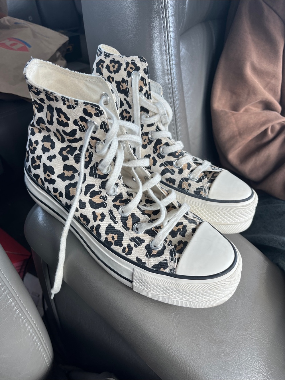 Converse High Top Sneakers - Leopard Print Black Cream Brown